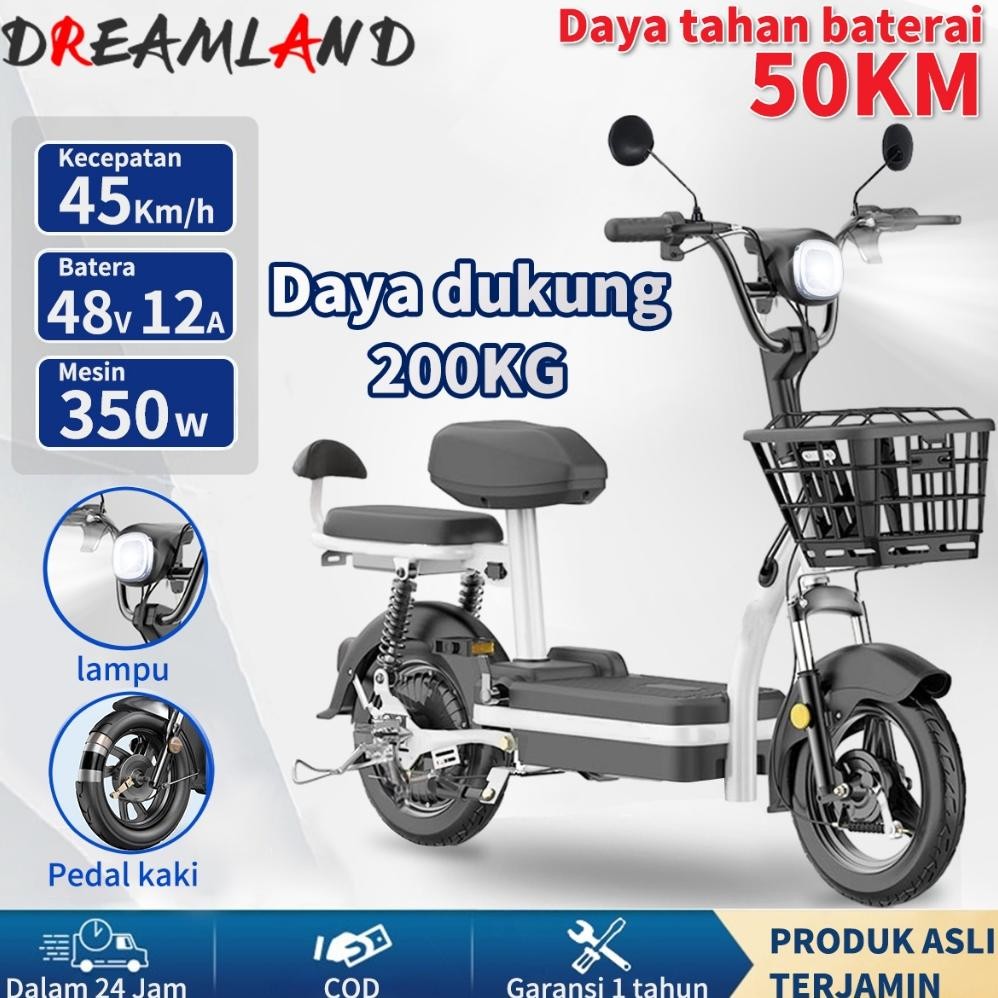 Sepeda Listrik Dewasa Sepeda Motor Listrik Sepeda Listrik Dengan Pedal Kapasitas angkut 200kg Sepeda