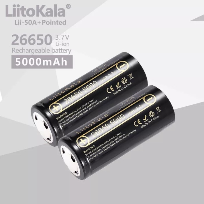 Liitokala Lii-50A 26650 5000Mah Pointe Li-Ion Rechargeable Battery