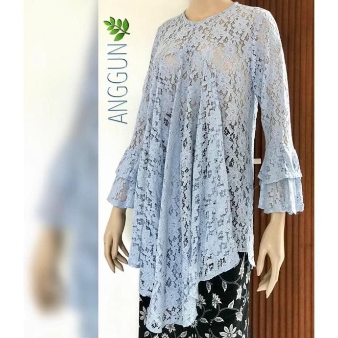 Baru Tunik Brukat Brokat Baby Blue Premium Import