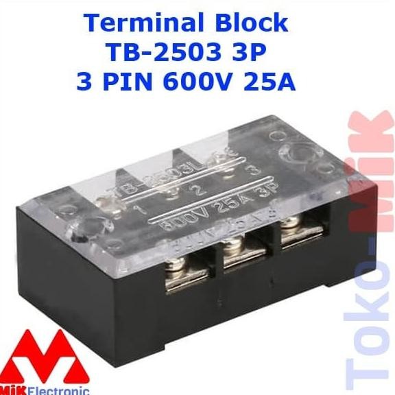 Murah TB-2503 TERMINAL BLOCK BLOK 3 KABEL 3 PIN 3P SEKRUP 4MM TB2503 25A tokmi99 Ayo Beli