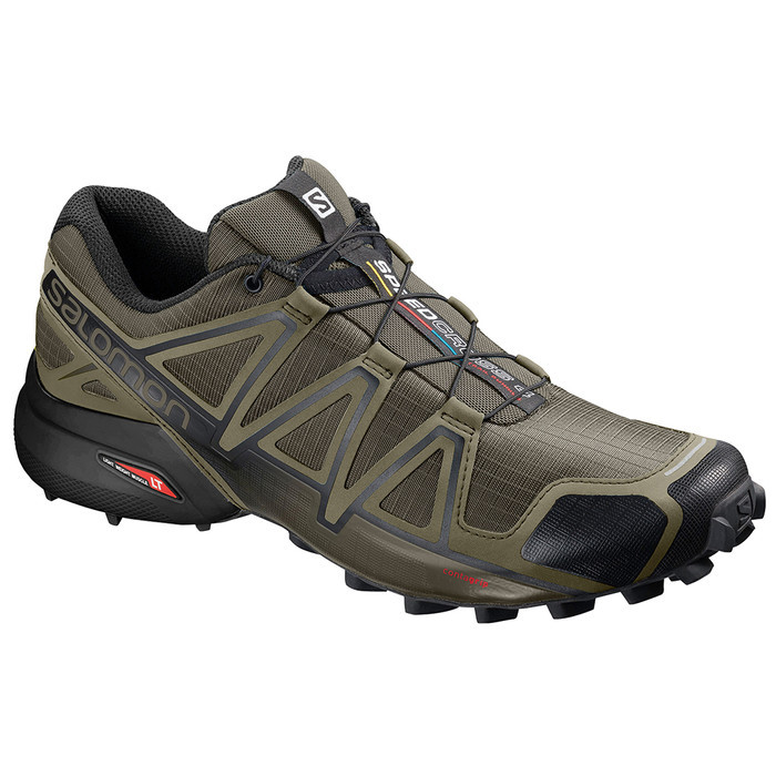 TERBARU Salomon Mens Speedcross 4 Technical Trail Shoes - Olive BISA GOSEND