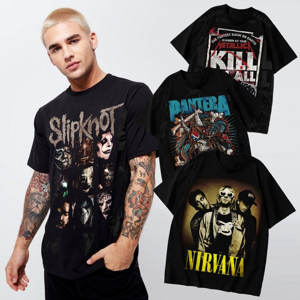 Kemeja Band Metal Hardcore untuk Pria Kaos Rock & Roll |660eFGle|