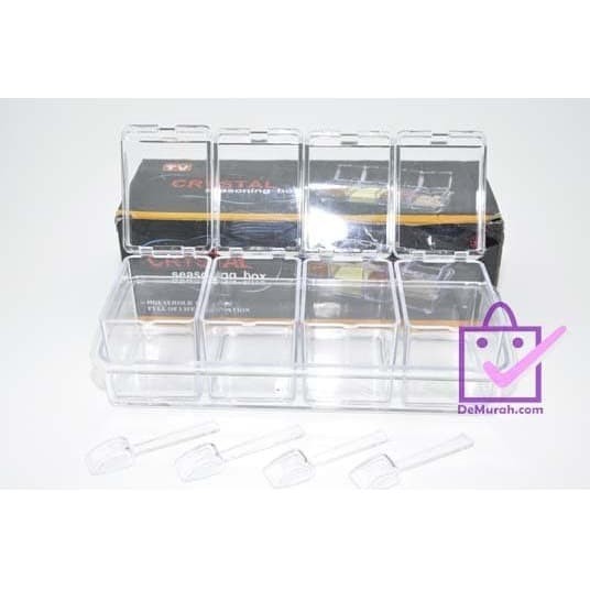 

Tempat Bumbu Kotak 1 Set 4 Pcs Transparan / Alat Dapur / Alat Masak