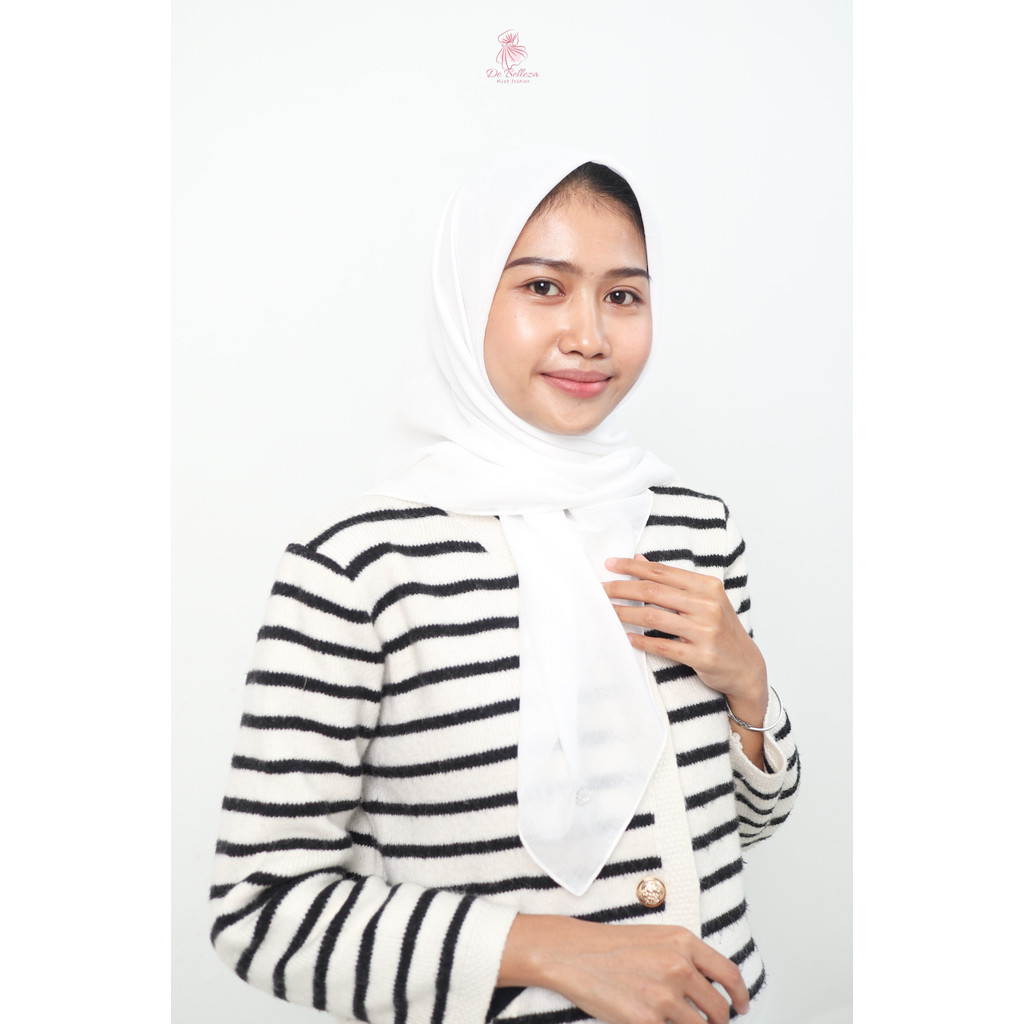 Hijab Segi Empat Paris Premium De Belleza Putih | Jilbab Paris Polos | Daily Hijab Paris Voal Premiu