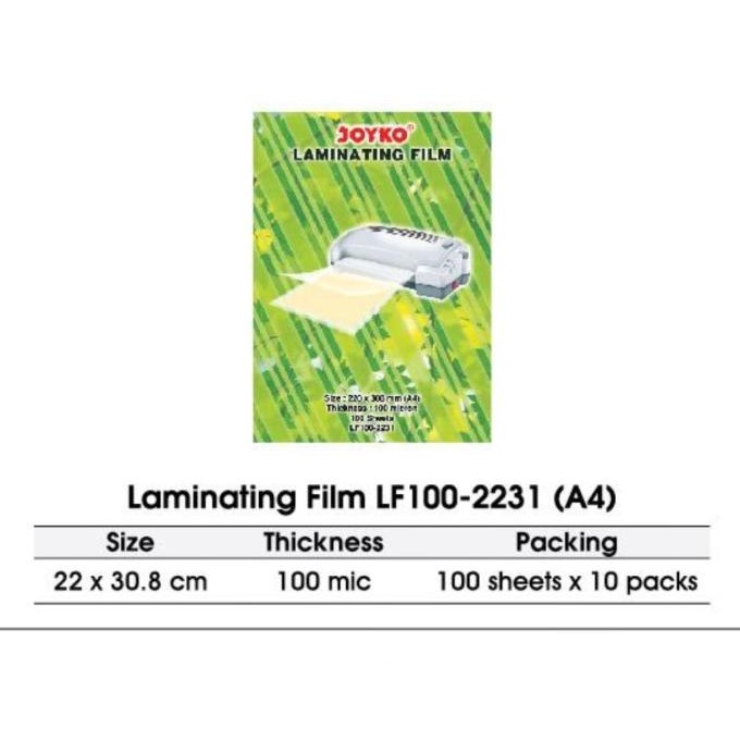 

Sale Plastik Laminating Film A4 Joyko Lf100 2231 100S Piagam Sertifikat