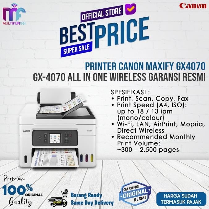 

Printer Canon Maxify GX4070 / GX-4070 All In One Wireless Garansi Resmi