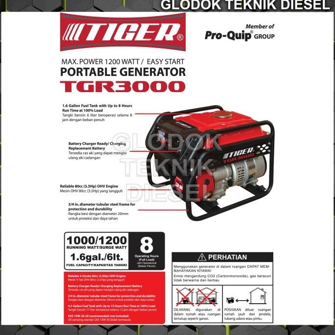 Dijual! Genset Tiger 1200 Watt Tgr3000 Tiger Tgr 3000 / Genset 1000 Watt Tiger