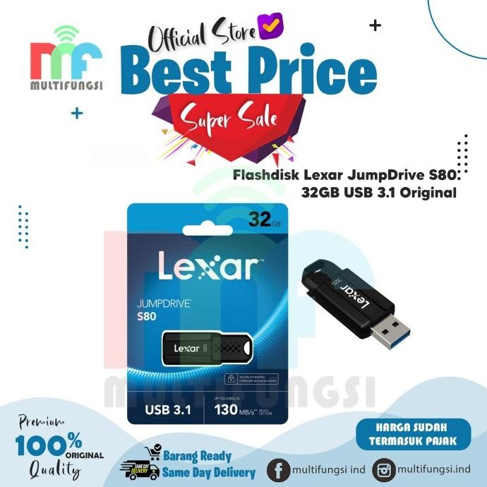 

Flashdisk Lexar JumpDrive S80 32GB USB 3.1 Original