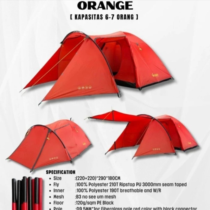 tendaki moluccas 6 pro tenda dome kapasitas 6 - 8 orang family tent