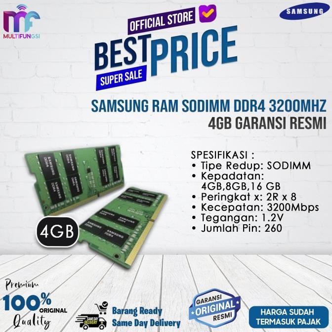 

Samsung RAM Sodimm DDR4 3200MHz 4GB/8GB/16GB Garansi Resmi