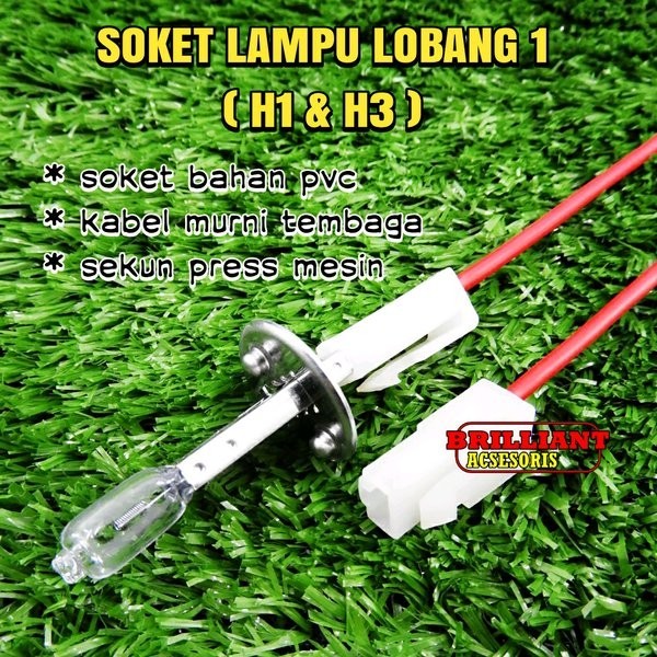 SOKET LAMPU LOBANG 1 - SOKET LAMPU H1 - H3 - KABEL MURNI TEMBAGA