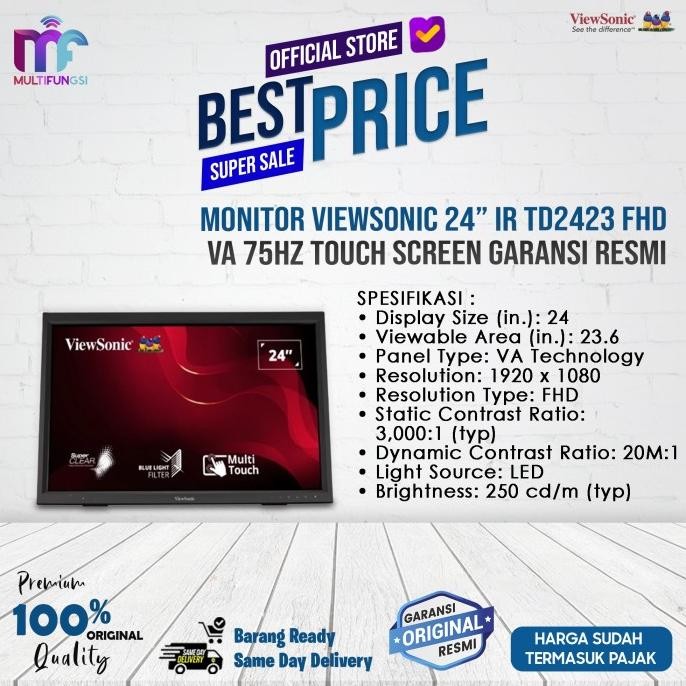 

Monitor Viewsonic 24 IR TD2423 FHD VA 75Hz Touch Screen Garansi Resmi