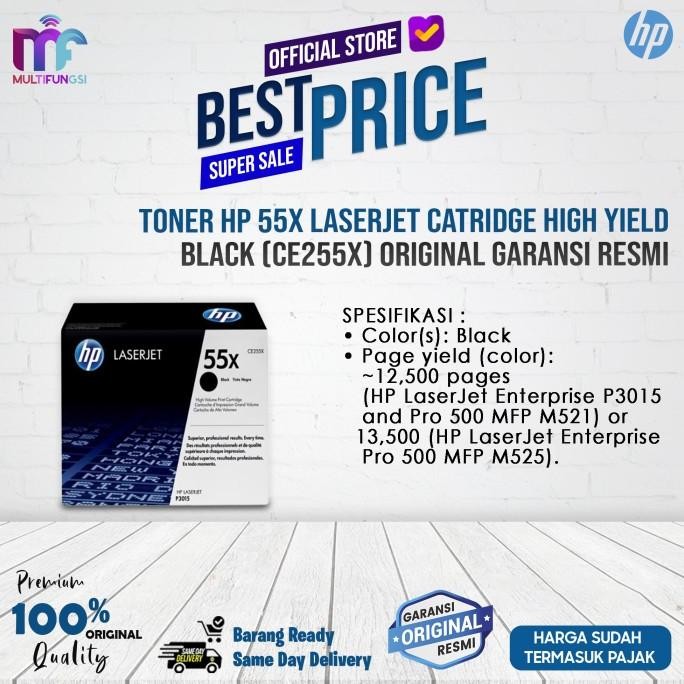 

Toner HP 55X Laserjet Catridge High Yield Black (CE255X) Original Garansi Resmi