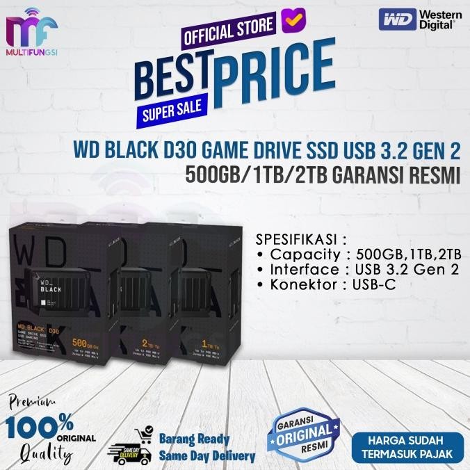 

WD Black D30 Game Drive SSD USB 3.2 Gen 2 500GB/1TB/2TB Garansi Resmi