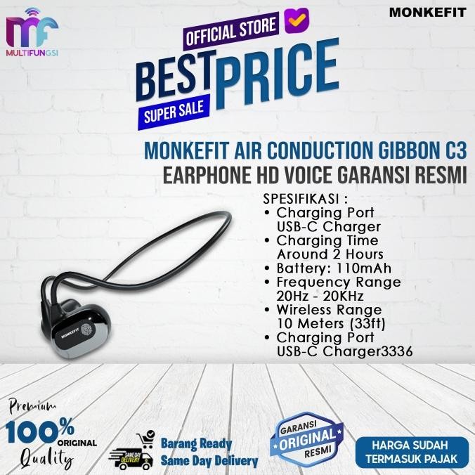 

Monkefit Air Conduction Gibbon C3 Earphone HD Voice Garansi Resmi