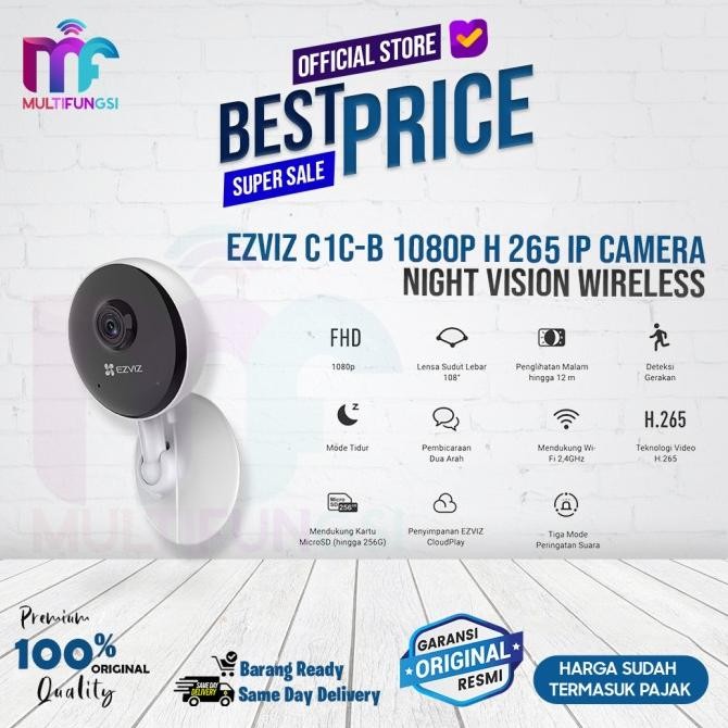 

EZVIZ C1C-B 1080P H 265 IP Camera Night Vision Wireless Garansi Resmi