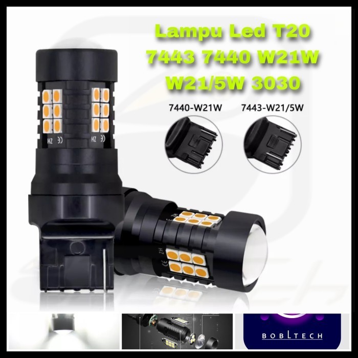 BOBLTECH LAMPU MUNDUR MOBIL LED T20 7440 W21W 3030-15 BLACK PANTHER