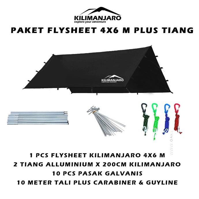 Paket Flysheet 4X6 M Plus Tiang Flysheet Kilimanjaro - Plus Pasak Tali