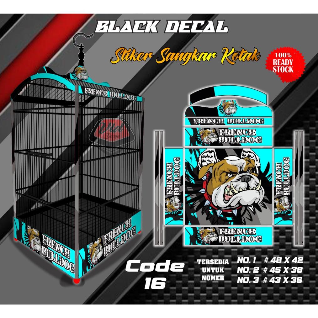 Sticer Sangkar Kotak Decal Kandang Burung Kenari Kacer Ebod Jaya Motif Bulldok No 1 2 3