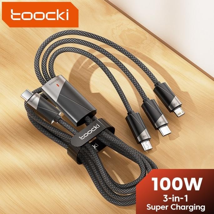 

Produk Baru!! Toocki 3 in 1 Type C Cable To USB C Micro Lightning Data Cord For iPhone 15 Pro Max 100W Fast Charging Wire For Samsung Xiaomi