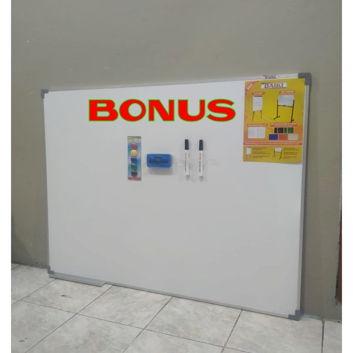 

TERBARU Whiteboard / Papan tulis Magnetic vertikal uk 90x120 cm