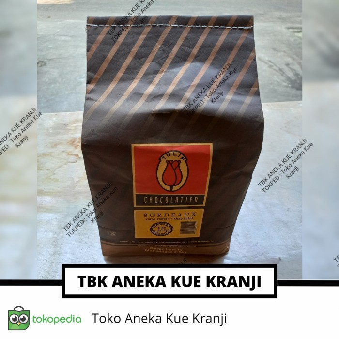 

Terbaru Coklat Bubuk Tulip Bordeaux 22% Isi 250 Gram/Cocoa Powder/Kakao Bubuk