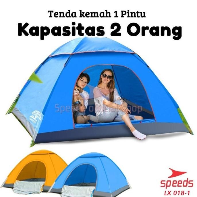 Speeds Tenda Camping Biru Kapasitas 2 Orang Tenda Otomatis Outdoor &