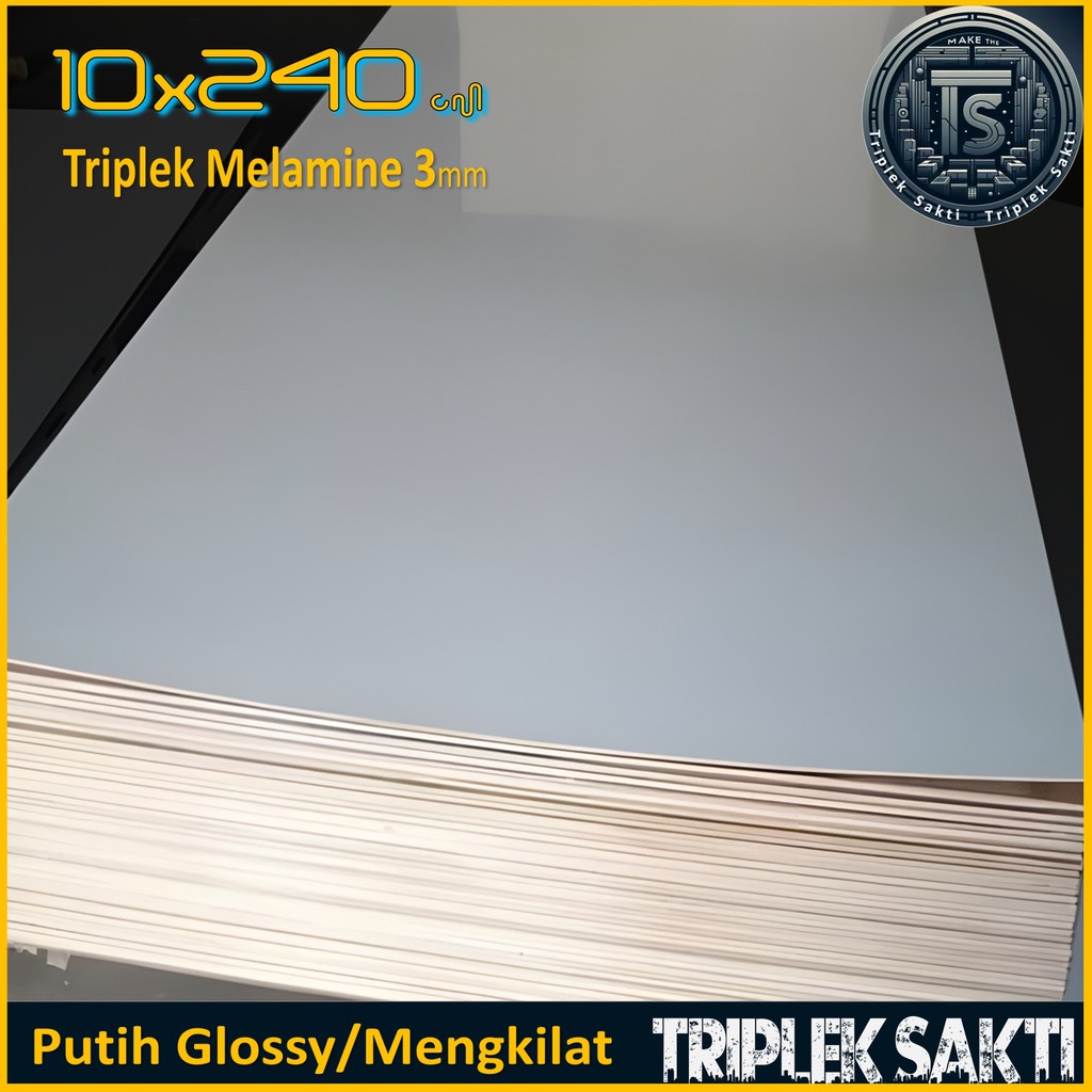 Triplek Melamin Glossy 3mm 10x240 cm ( 240x10 cm | ISI 8 LEMBAR ) |1 Muka | 3 mm 10x240 cm