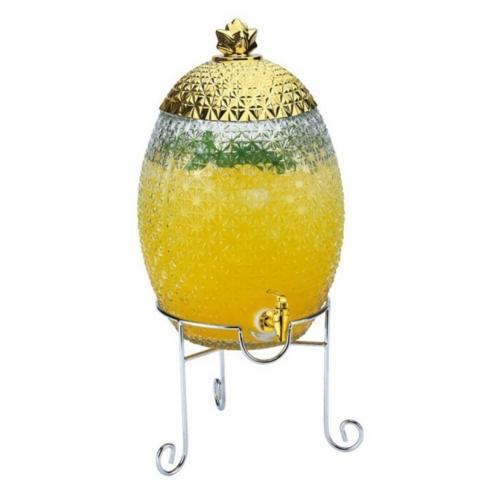 Ruby Dispenser Air Kaca Nanas 10Liter Decanter With Rack Pineapple