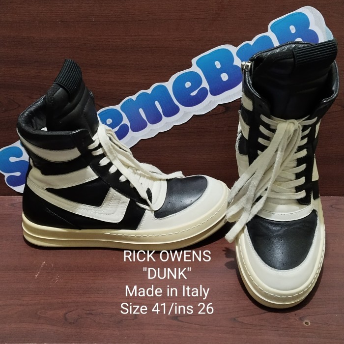 RICK OWENS "DUNK" HIGH LEATHER MADE IN ITALY SIZE 41 INSOLE 26 (SECOND)