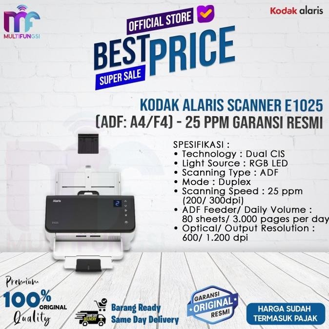 

Kodak Alaris Scanner e1025 (ADF: A4/F4) - 25 ppm