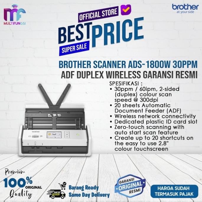 

Brother Scanner ADS-1800W (Pengganti ADS-1700W) 30ppm ADF Duplex