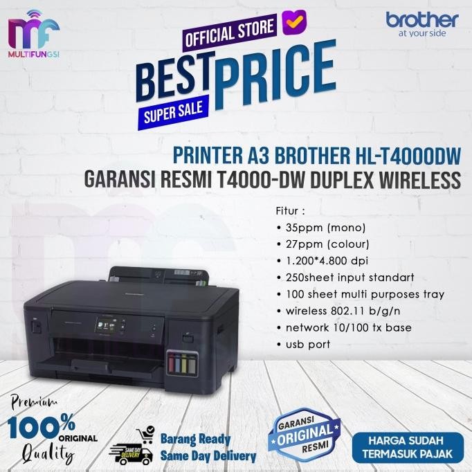 

Printer A3 Brother HL-T4000DW Garansi Resmi T4000-DW Duplex WIreless