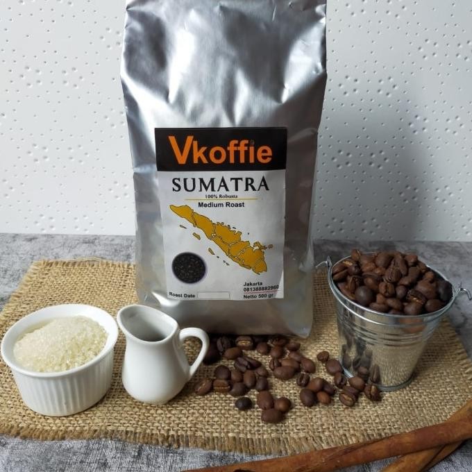 

Vkoffie Roasted Bean Robusta Sumatra 550 Gr