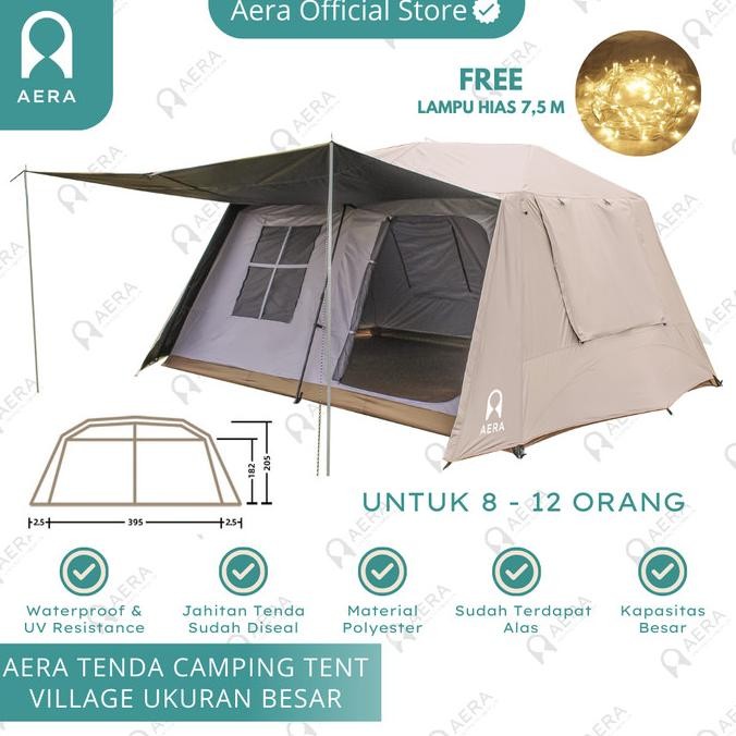 Tenda Camping Tent Village Besar 8 - 12 Orang | Tenda Camping Keluarga | Tenda Glamping Waterproof |