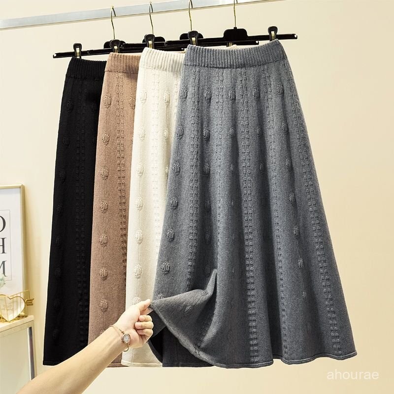 

Autumn and Winter Women2024High waist knit a Umbrella Skirt Big Swing Mid-Length Graceful and Fashionable Jacquard Skirt Wool