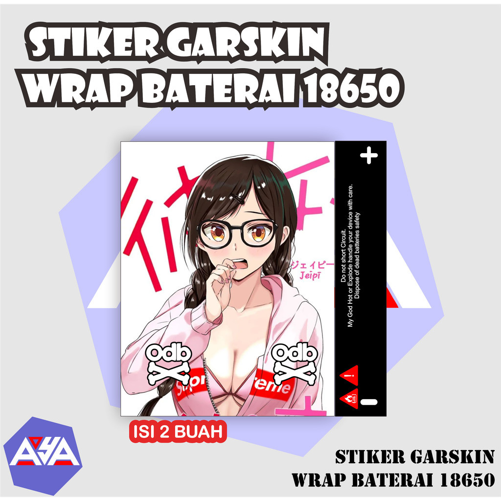 

2 Stiker Wrap Baterai 18650 Girl Request Casing/Case Stiker Skin Wrap CUSTOM - Premium Quality