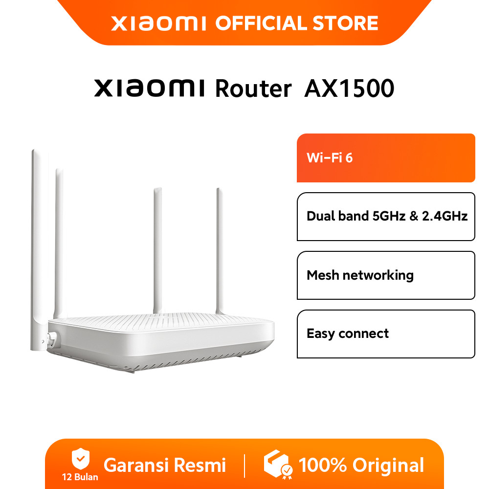 Xiaomi Router AX1500 | Wi-Fi 6 Konektivitas Era Baru | Jaringan hingga 1500 Mbps | Jaringan Mesh Sys