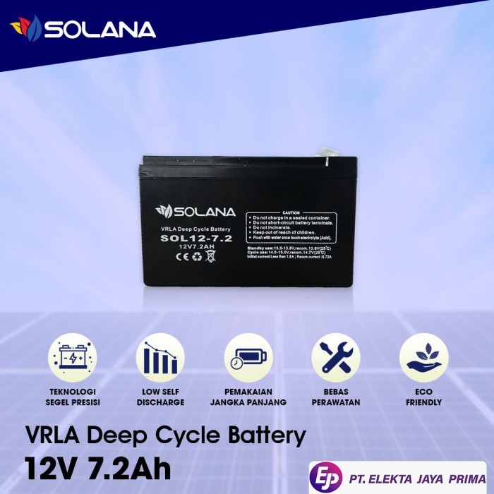 EJP SOLANA BATERAI 12V 7.2AH AKI KERING 12 VOLT 7.2 AH UPS AKI MOTOR