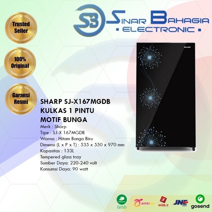 SHARP SJ-X167MGDB KULKAS 1 PINTU BUNGA (NEW) (KHUSUS BANDUNG)