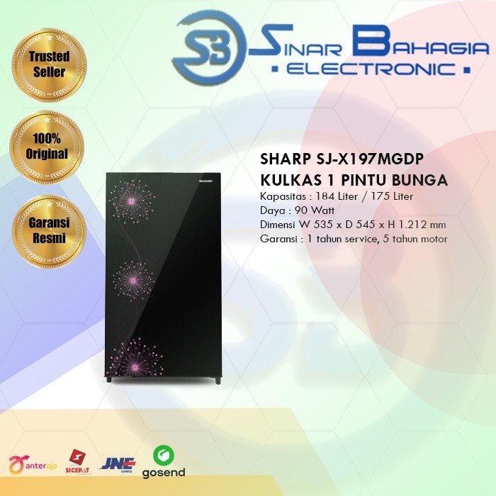 SHARP SJ-X197MGDP / DB KULKAS 1 PINTU BUNGA (NEW) (KHUSUS BANDUNG)