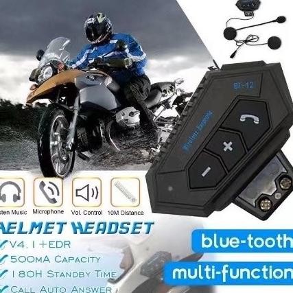 Promo Headset Helm Bluetooth Wireless Bt-12 Untuk Helm Motor Bt Headset