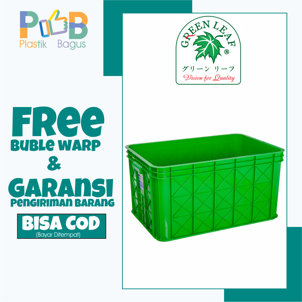kotak kontainer industri piring catering 112 liter green leaf Plain Industrial Container 2243 P