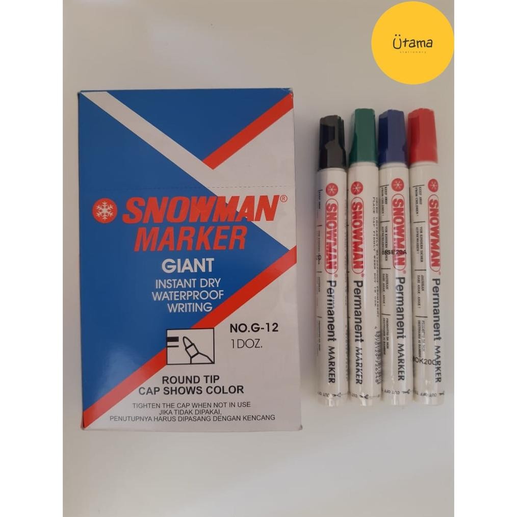 

Viral Spidol Snowman Permanen G-12 Hitam/Permanent Marker G12 Black (Grosir 6Pcs @6.250)