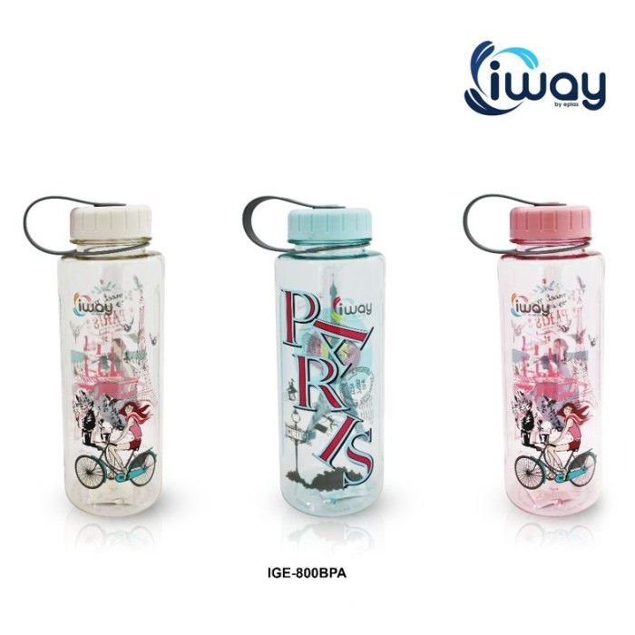 NEW IWAY Water Bottle With Handle (800ML), EPLAS, Water Tumbler, Botol Air