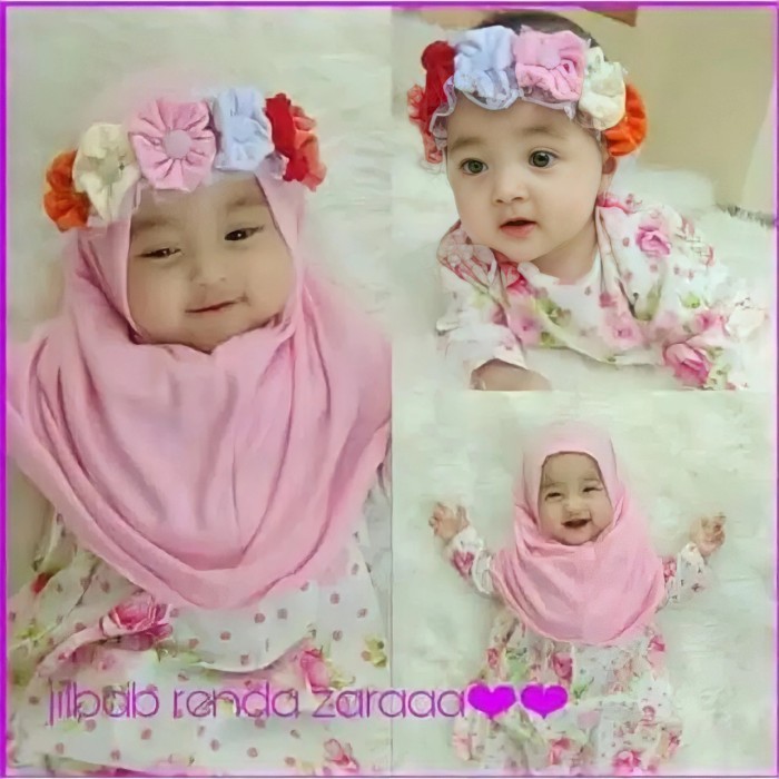 Jilbab Anak Bayi Set Bando Bunga Tila Kerudung Anak Mahkota Bunga #Original
