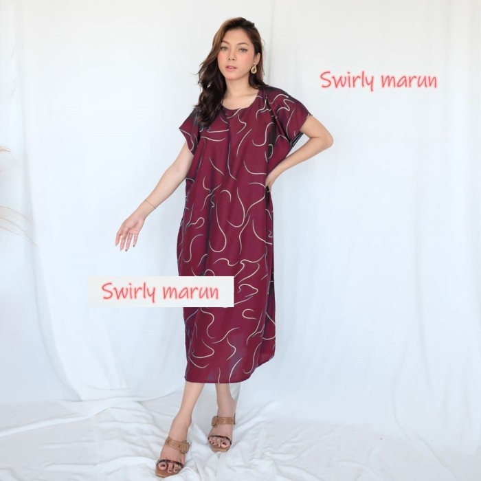 [TERMURAH DI SHOPEE] Daster Bali JUMBO Rayon Katun Baju Tidur Santai Rumah Rumahan Wanita - SWIRLY-M