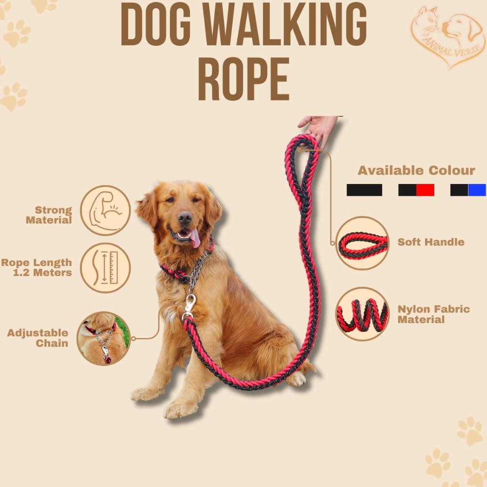Tali Tuntun Kalung Anjing Besar Dog Leash Walking Rope Pet Collar Kecil Pemburu Design Nylon Kuat Ra