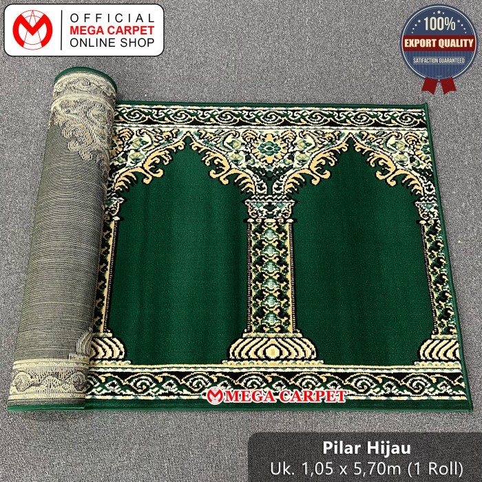 Sajadah Sajadah Roll / Karpet Masjid / Karpet Mushola [Pilar Hijau] halus terbaru lembut empuk premi