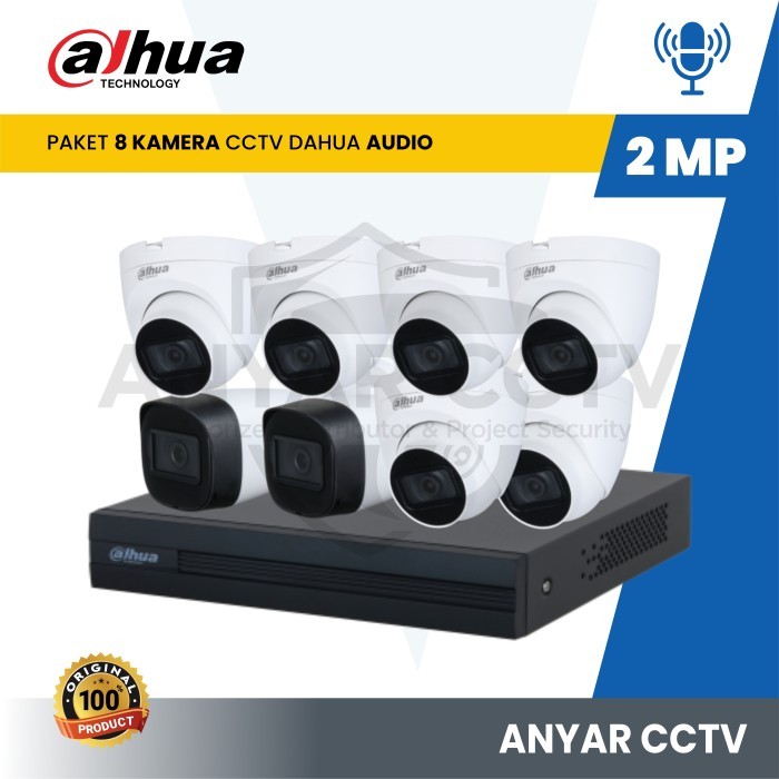 PAKET CCTV DAHUA 8CH AUDIO 2MP / CCTV DAHUA AUDIO 8 CAMERA - 2MP